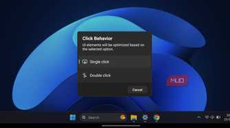 HyperDroid launcher desktop showing a Click Behavior settings dialog box.