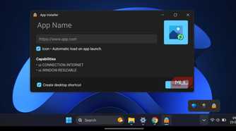 HyperDroid launcher displaying an App Installer dialog box prompting to install a web application.