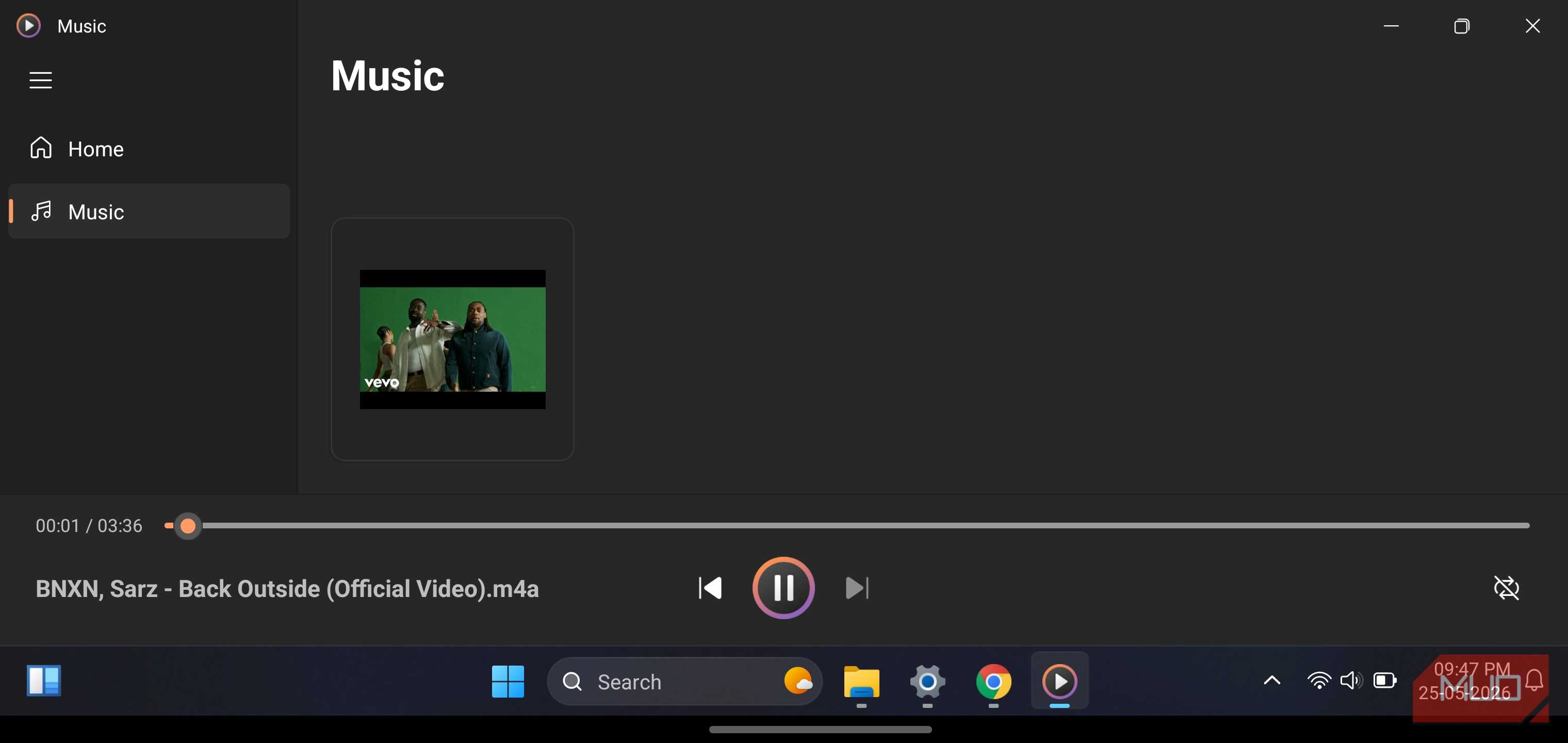 HyperDroid launcher playing an audio.