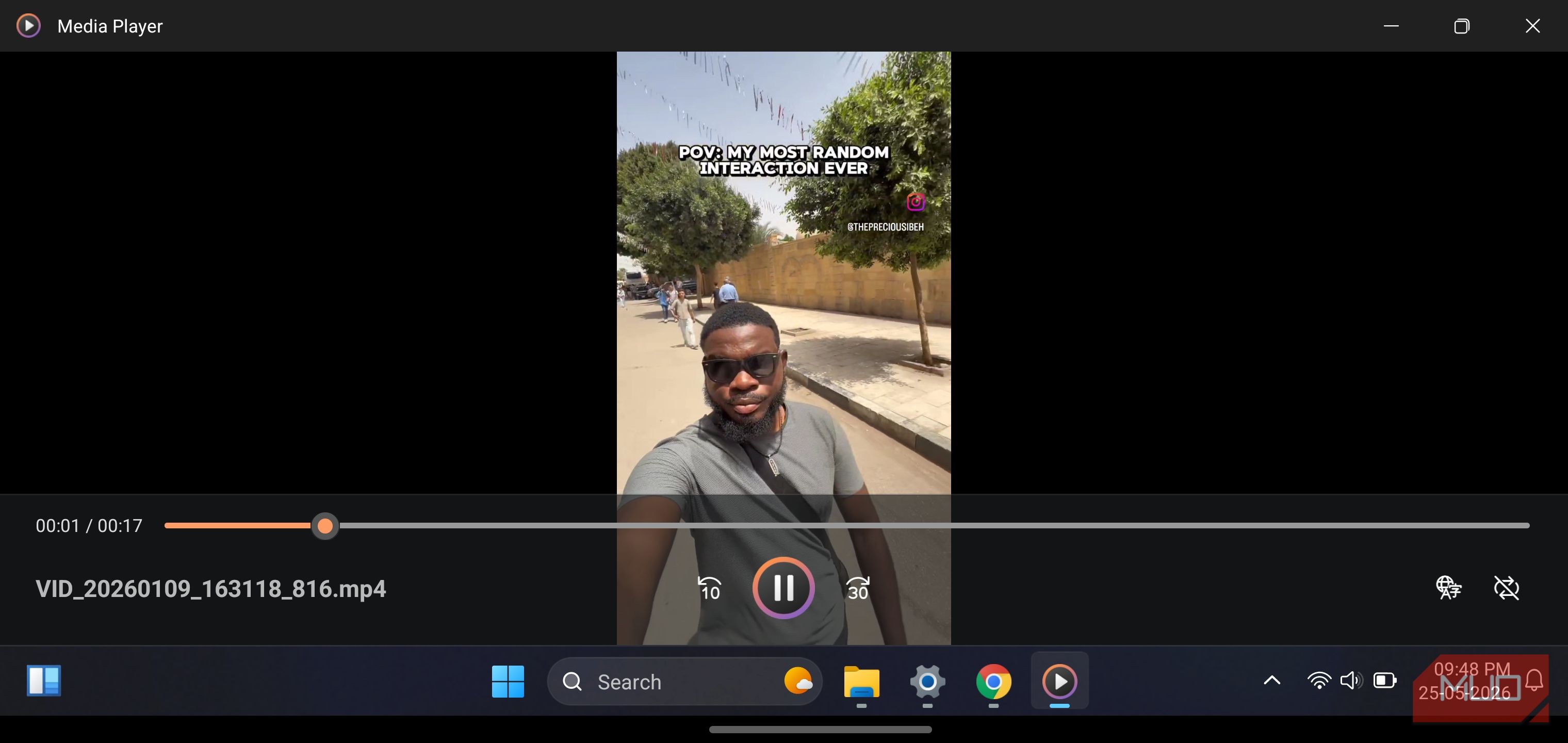 HyperDroid playing a vertical selfie video.