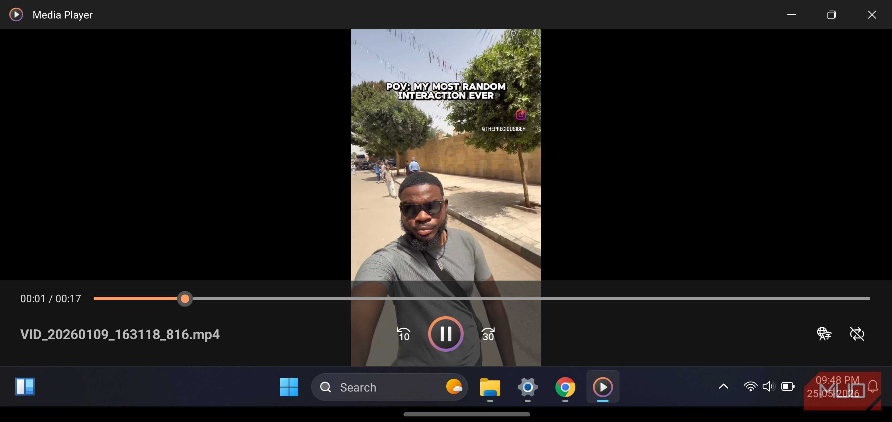 HyperDroid playing a vertical selfie video.