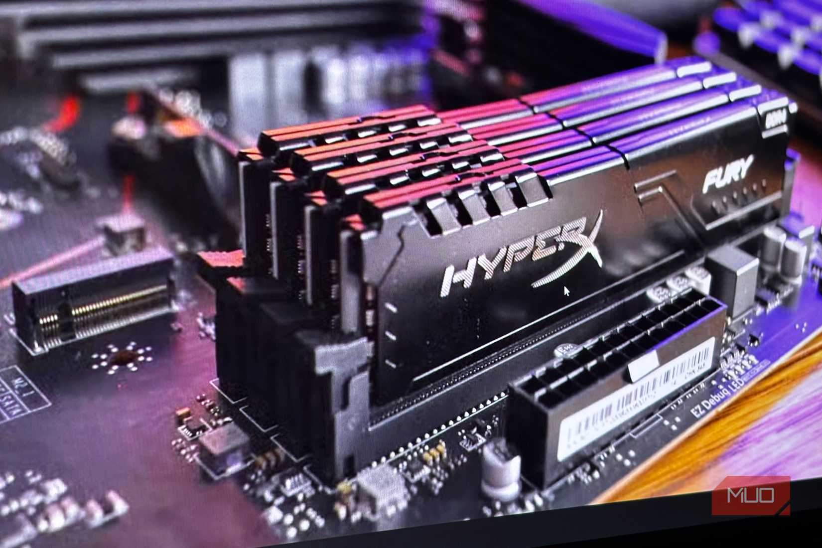 HyperX RAM installed on a desktop motherboard