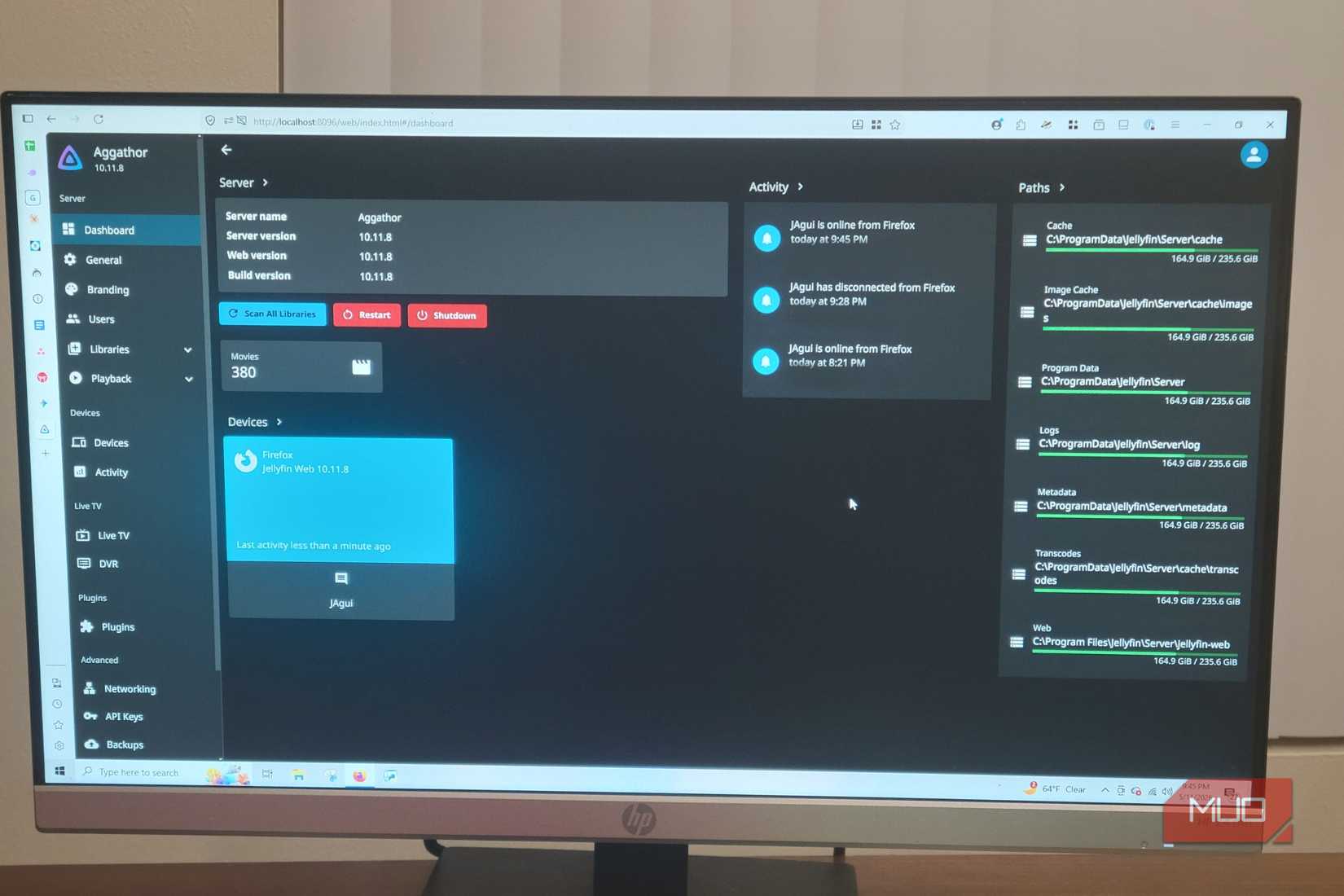 Jellyfin running on a PC