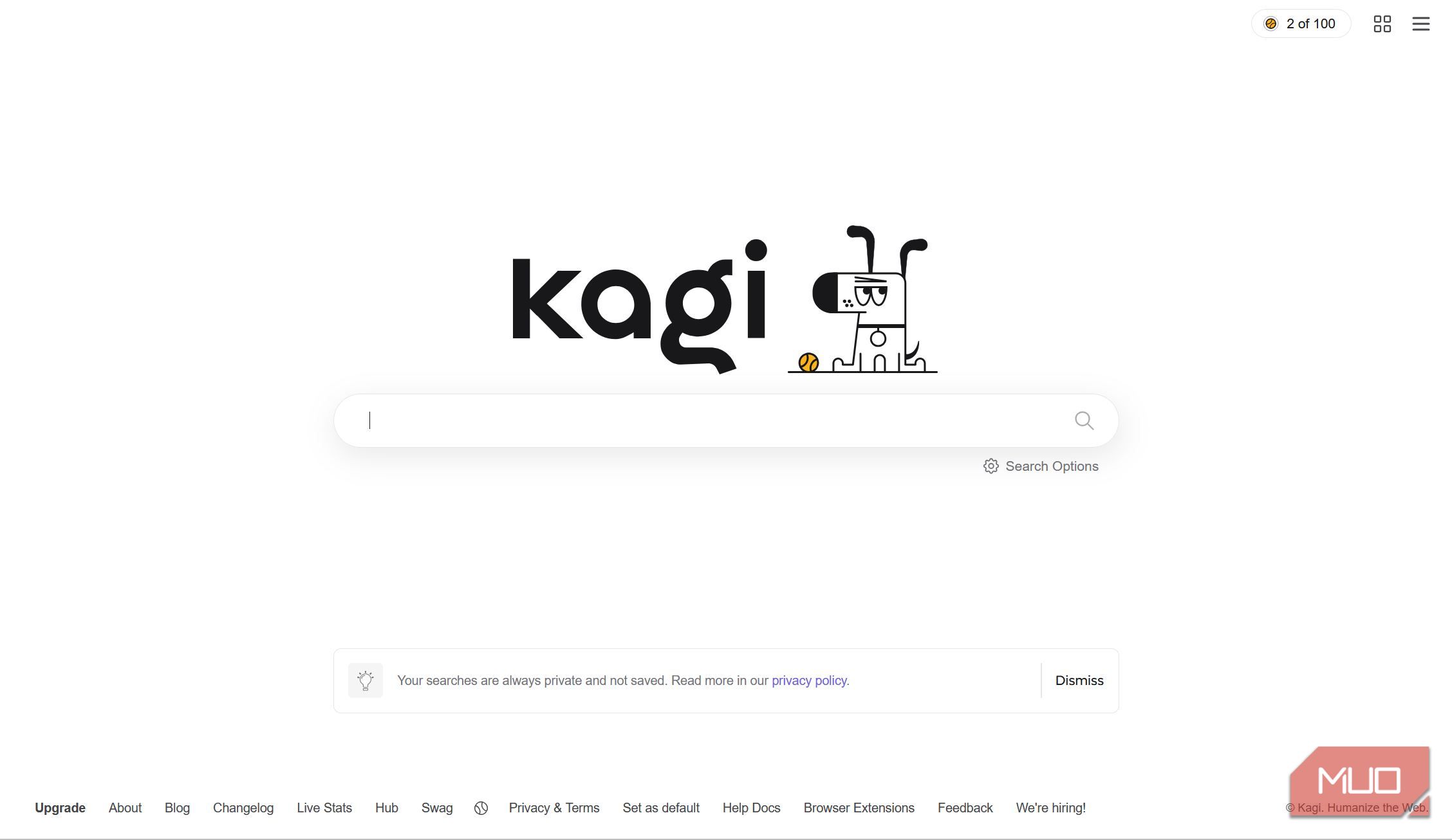 Kagi Search homepage