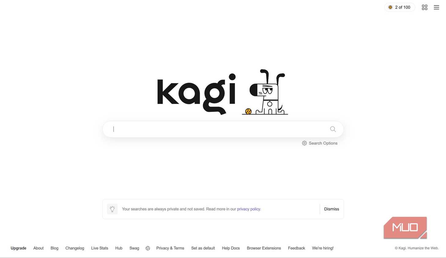 Kagi Search homepage