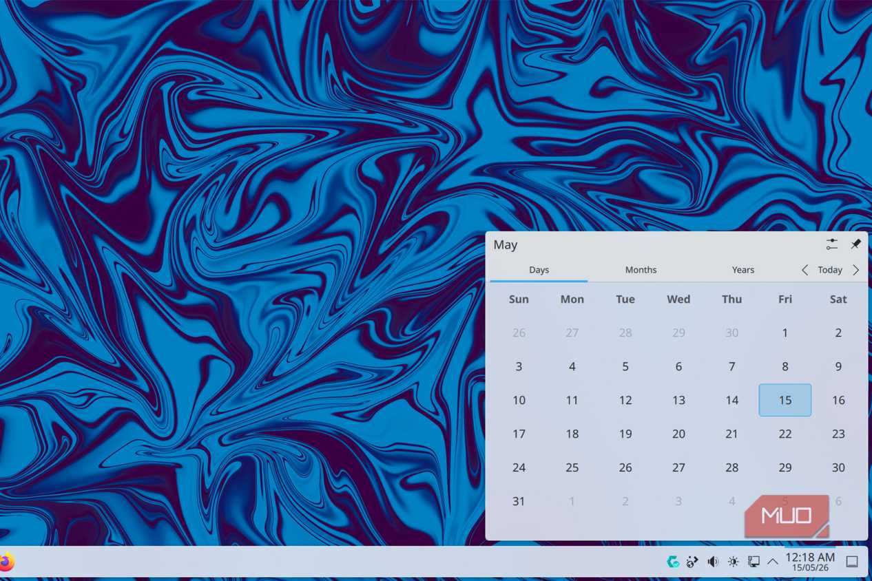 The KDE calendar