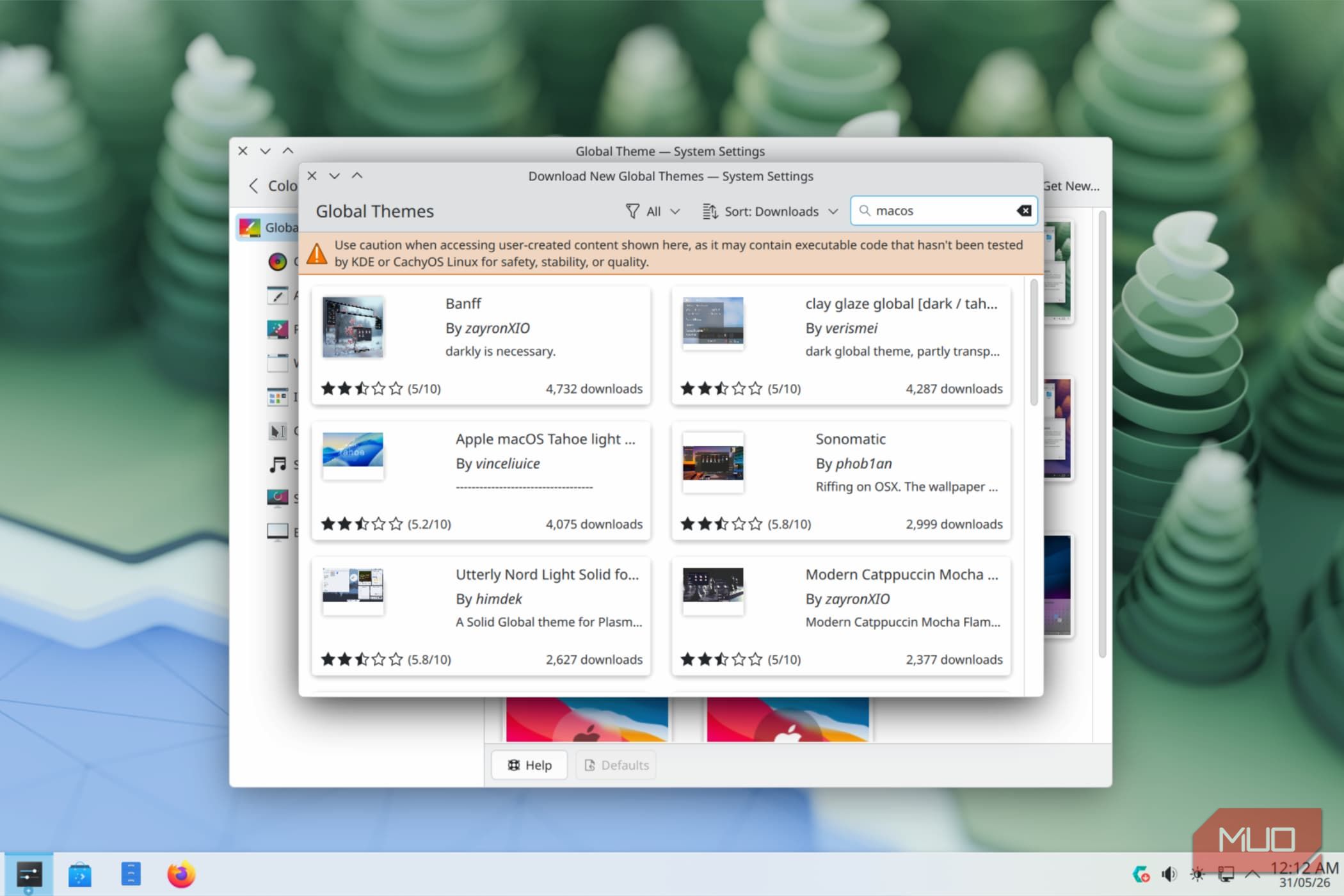 Browsing KDE Plasma themes
