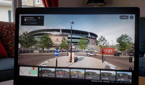 Laptop displaying a Google Maps Street View image from June 2008.