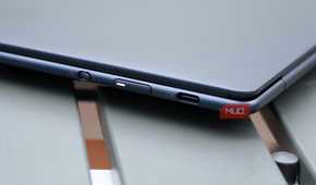 The power button and USB-C port on the Yoga Slim 7x.