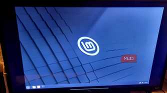 Linux Mint running on a TV screen monitor