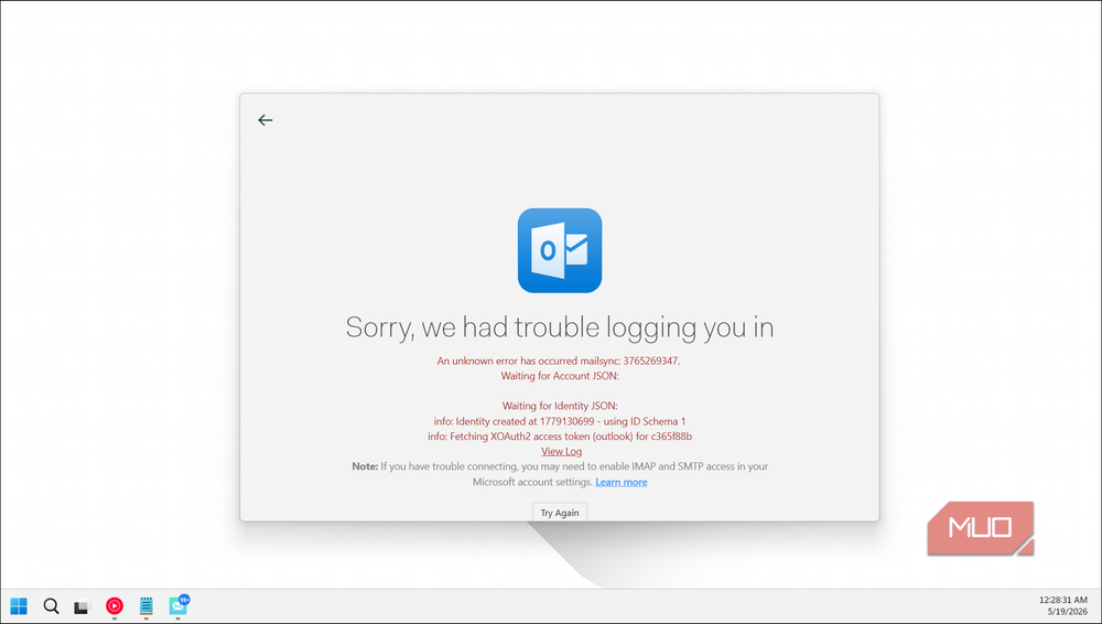 Occasional login errors can occur during setup