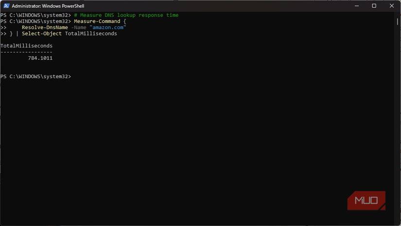 Measure DNS lookup response time