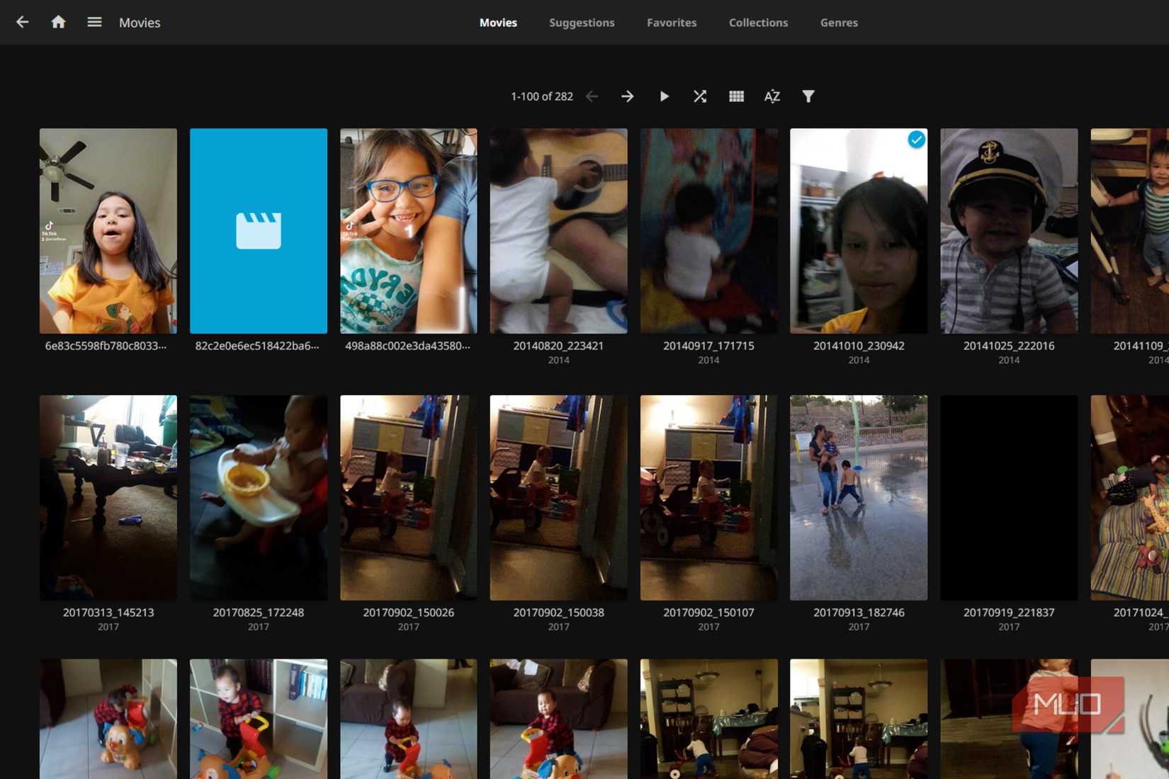 Movie library on Jellyfin showing a bunch of videos