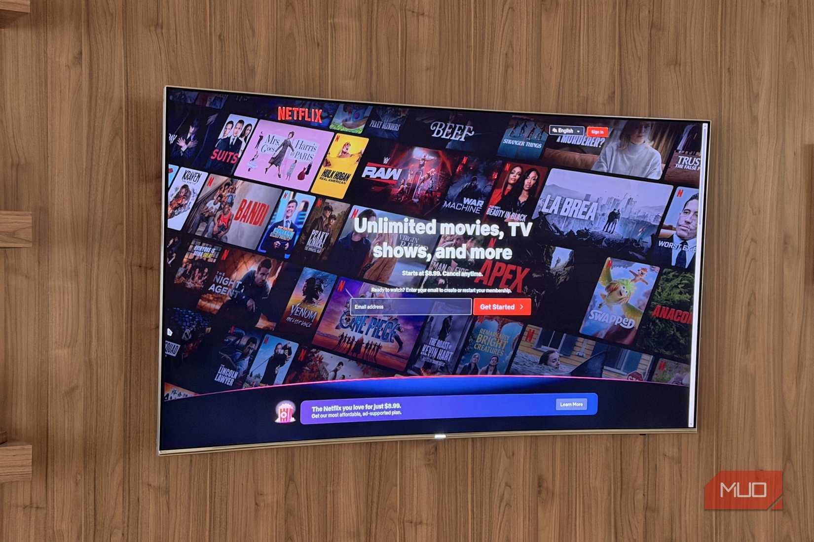 Netflix sign in page on a TV