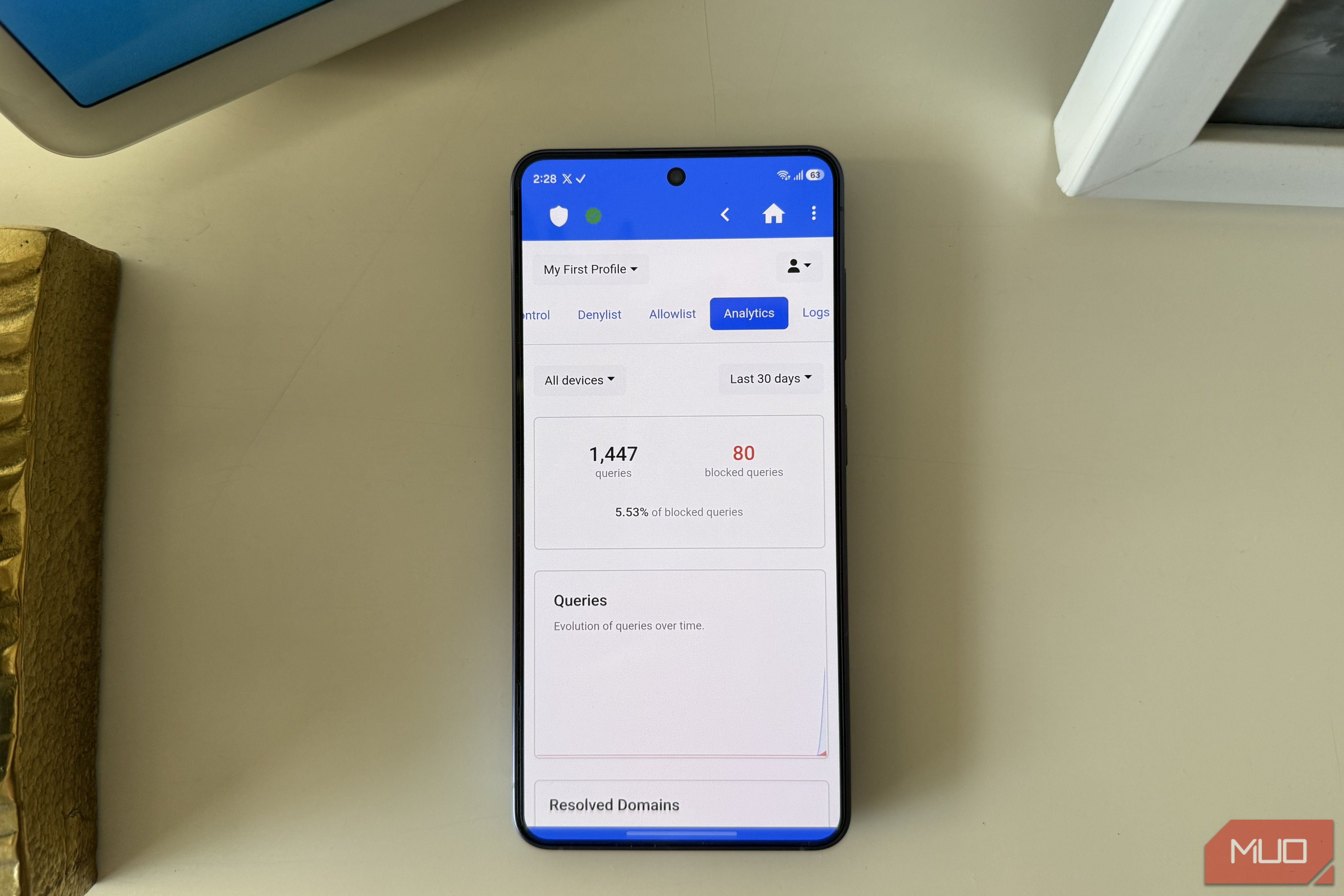 NextDNS Manager app home screen on Android phone