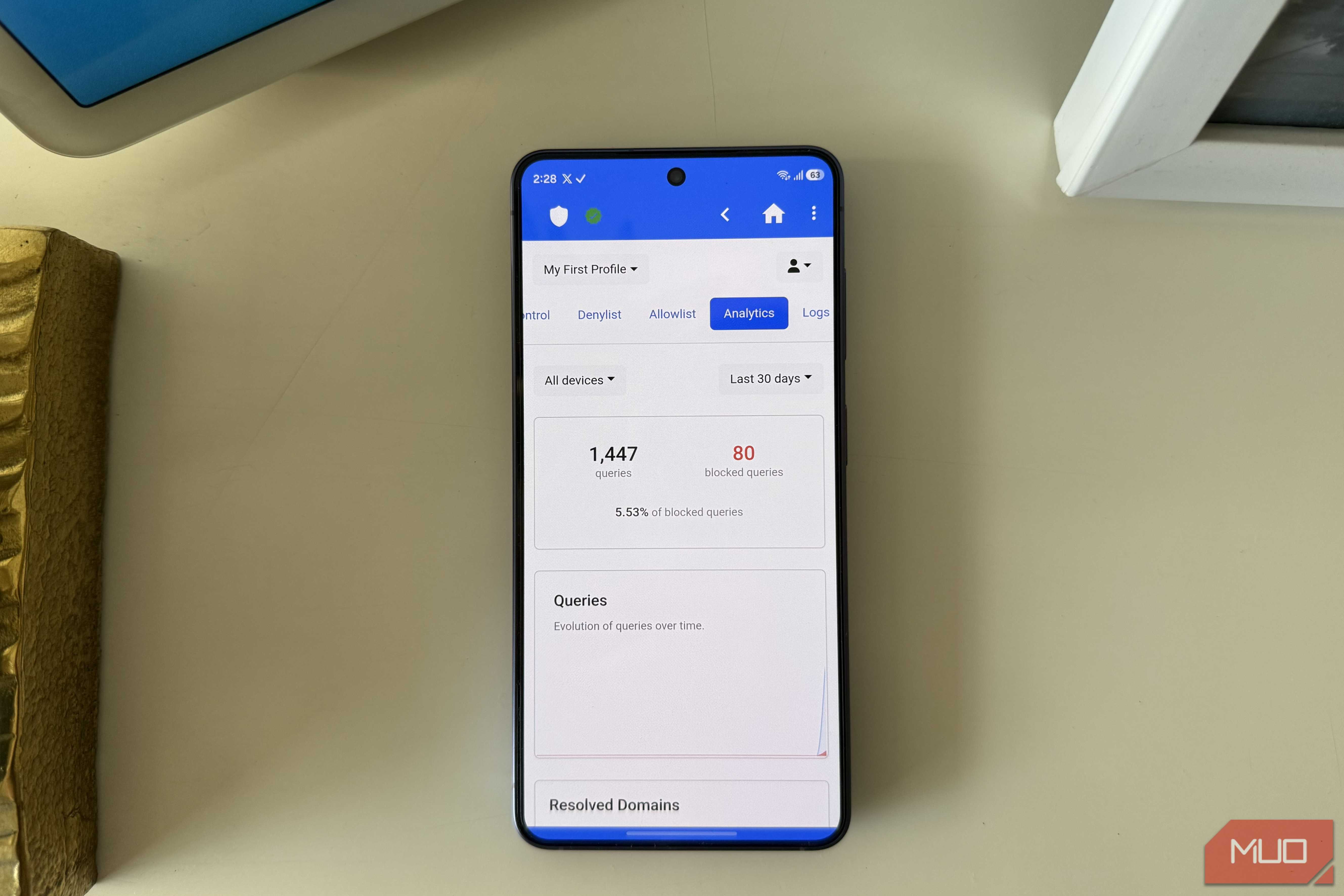 NextDNS Manager app home screen on Android phone