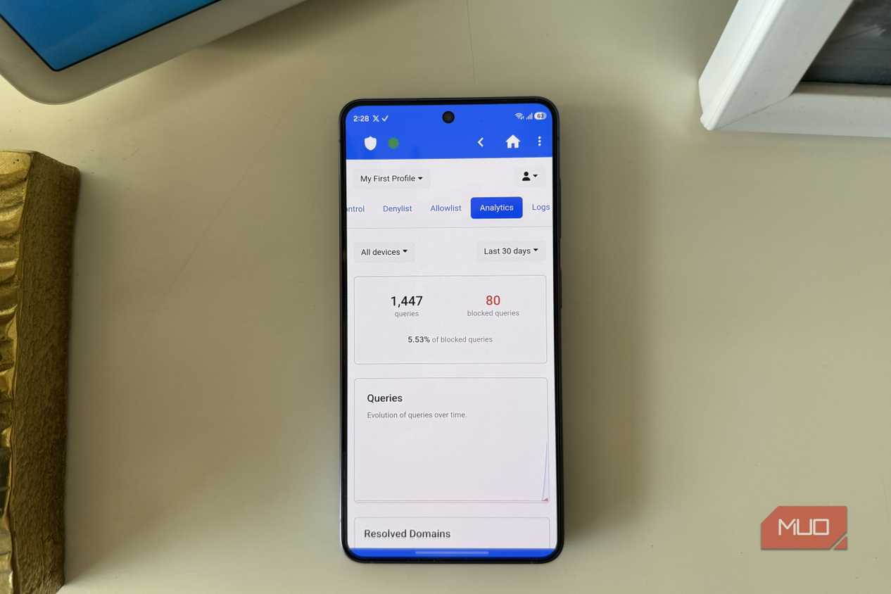 NextDNS Manager app home screen on Android phone