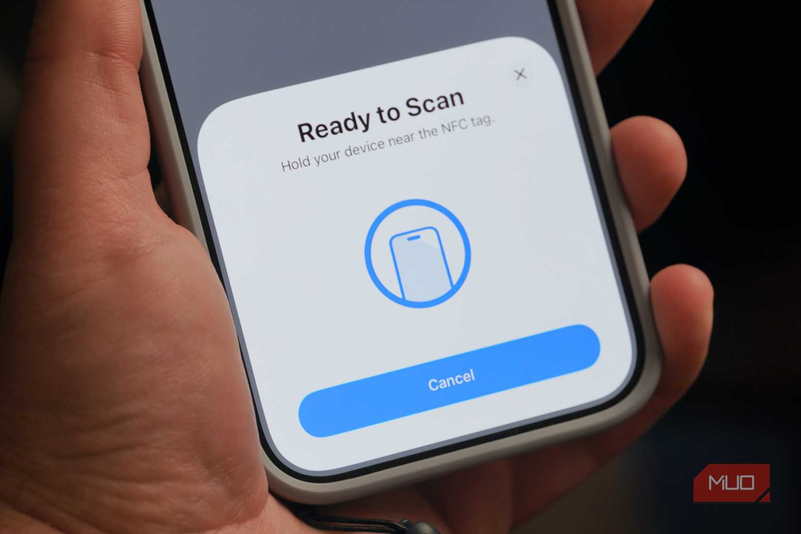 Scanning an NFC tag on iPhone.