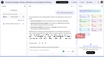 notebookLM answering questions based on the transcript