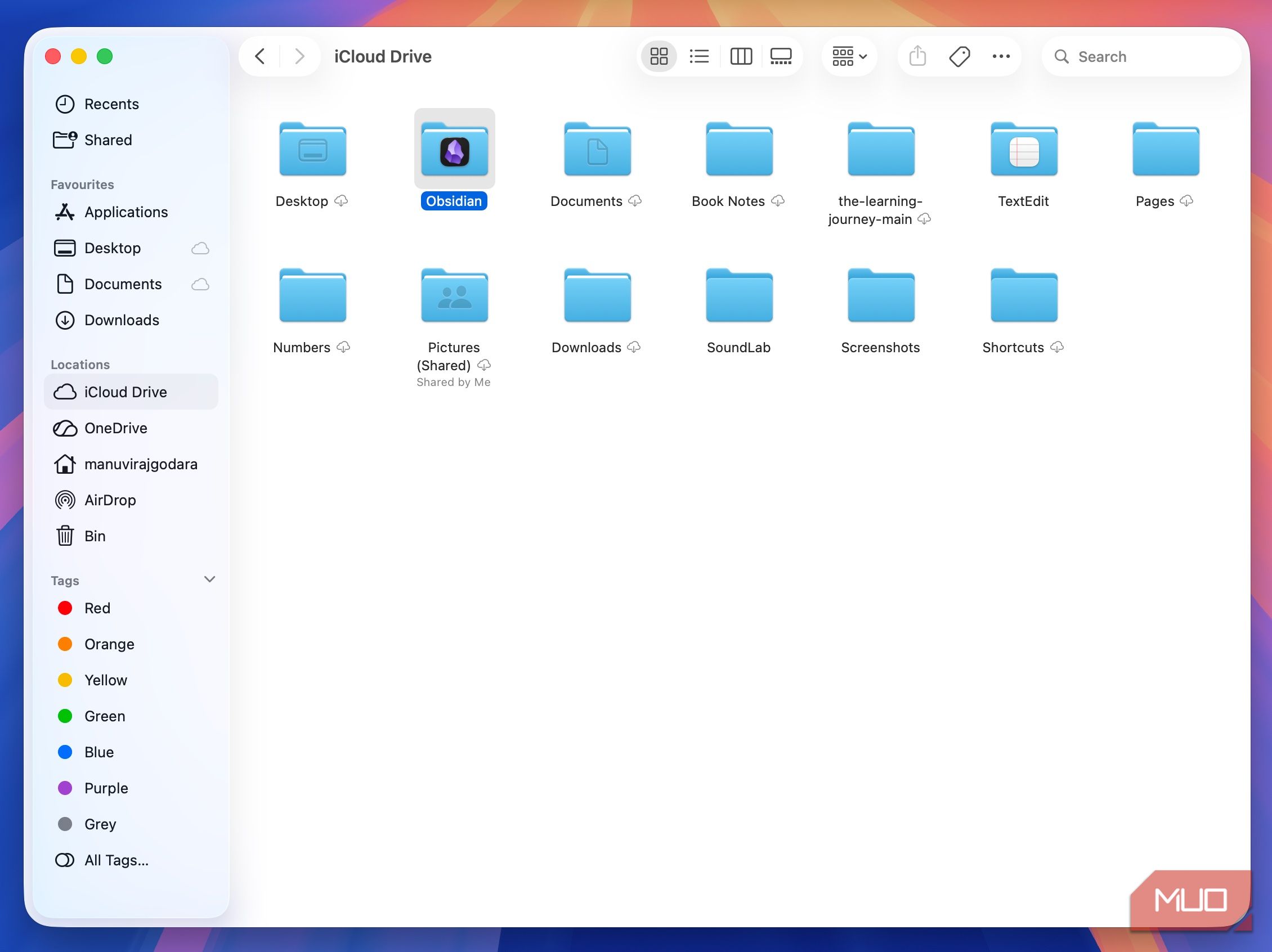 Obsidian's app folder in iCloud Drive