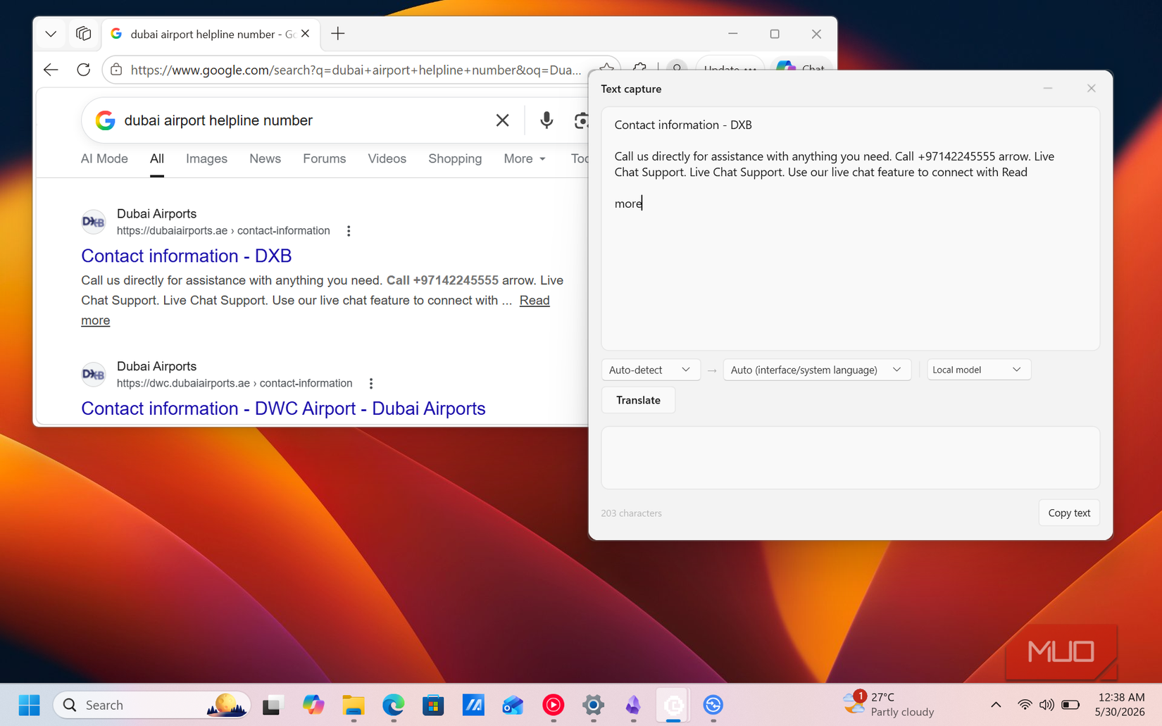 OddSnap OCR feature in action on Windows 11