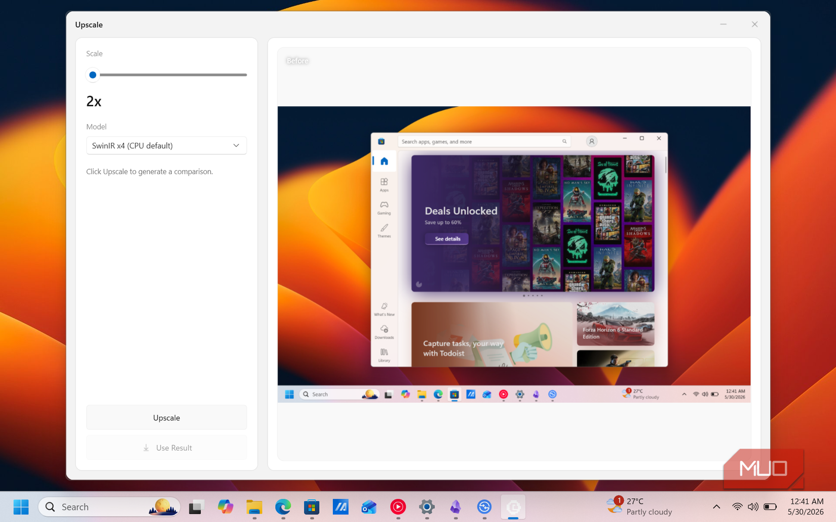 OddSnap Upscale  on Windows 11
