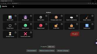OliveTin dashboard showing all buttons