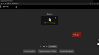OliveTin first time running with test config and button