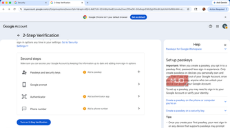 Creating a passkey for a Google account using an Android phone.