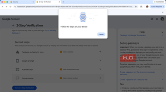 Creating a passkey for a Google account using an Android phone.