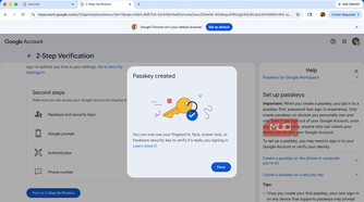 Creating a passkey for a Google account using an Android phone.