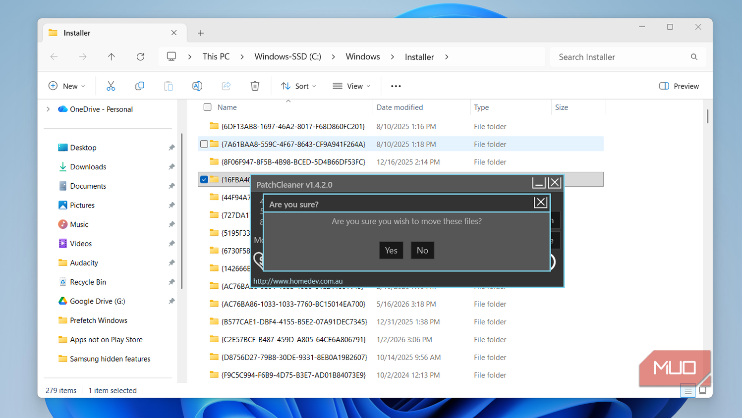 PatchCleaner showing move files option