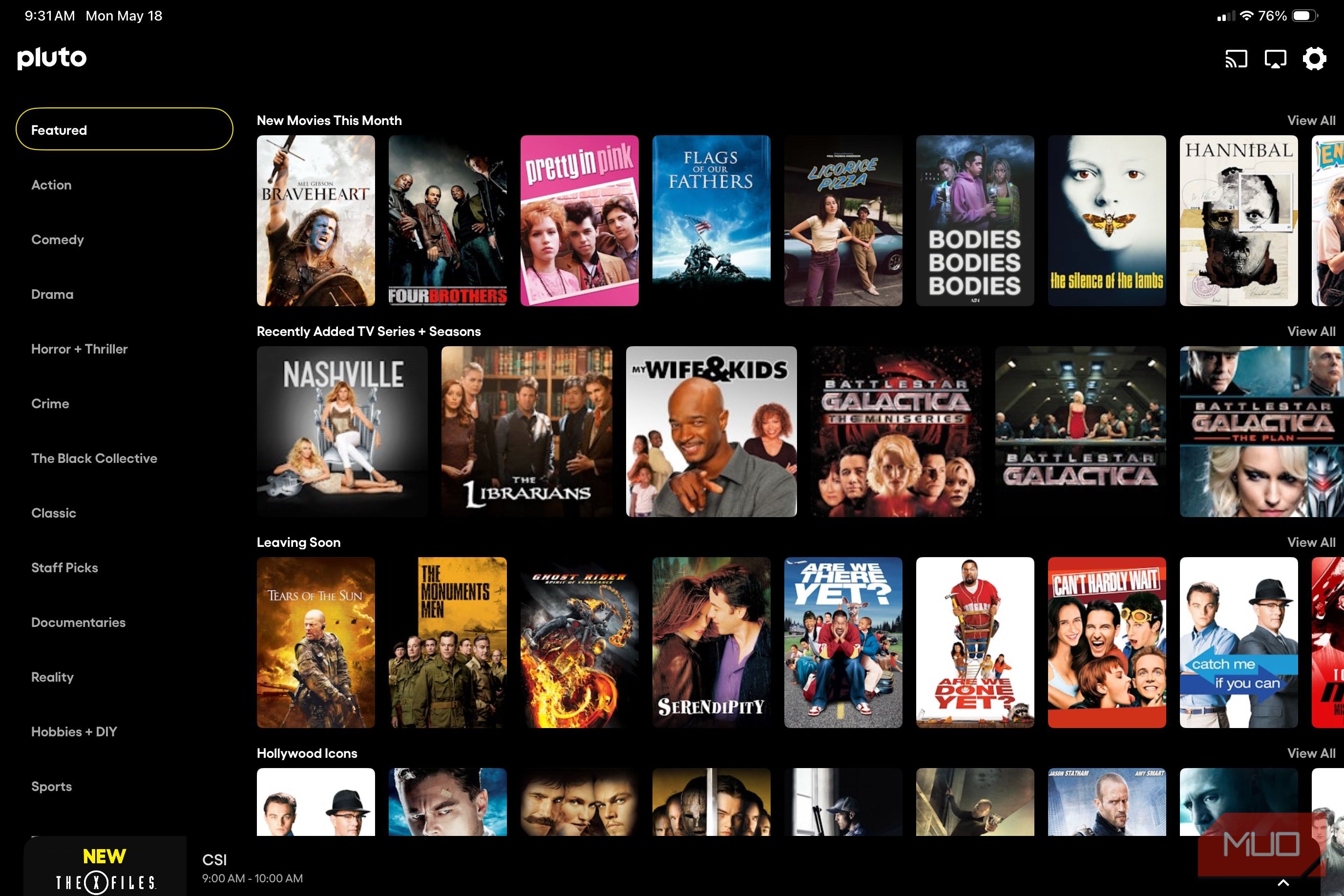 Pluto TV on iPad.