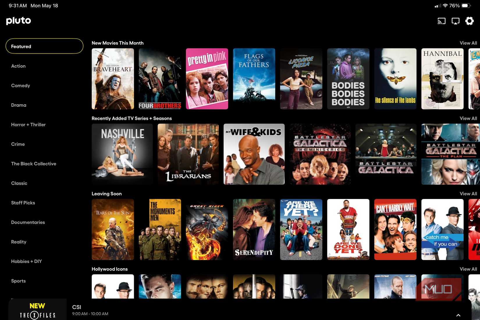 Pluto TV on iPad.