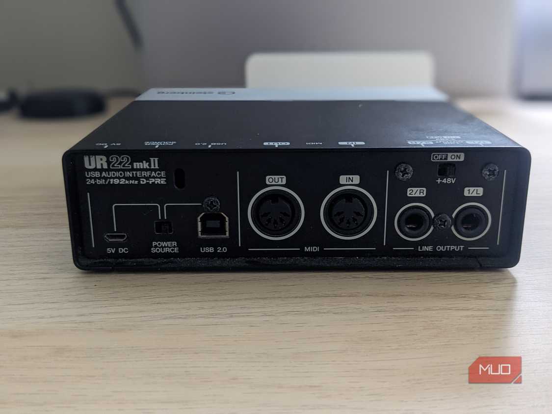 Rear view of the Steinberg UR22 mkII interface