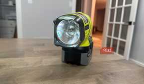 Ryobi flashlight close up of lens