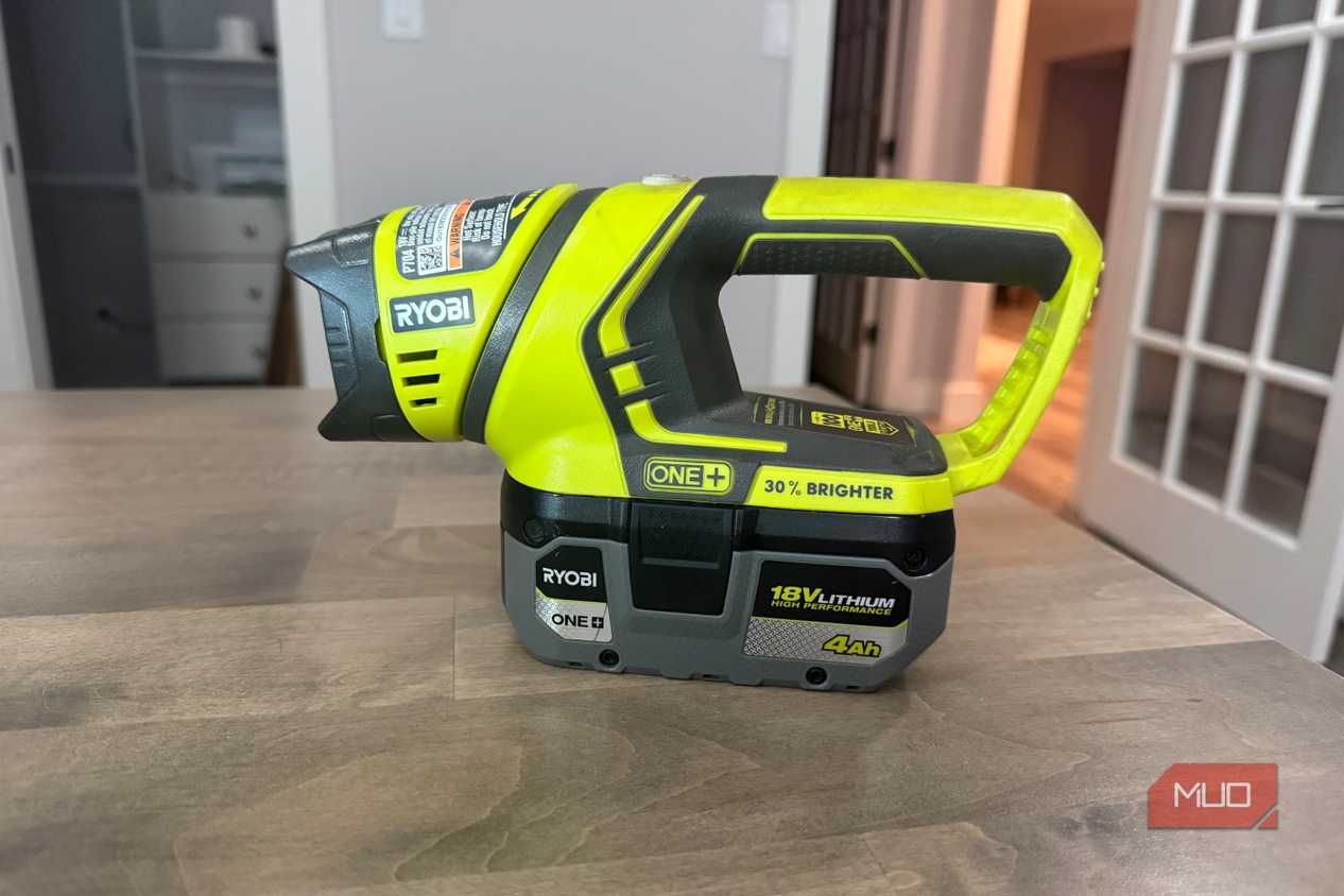Ryobi flashlight profile on desk