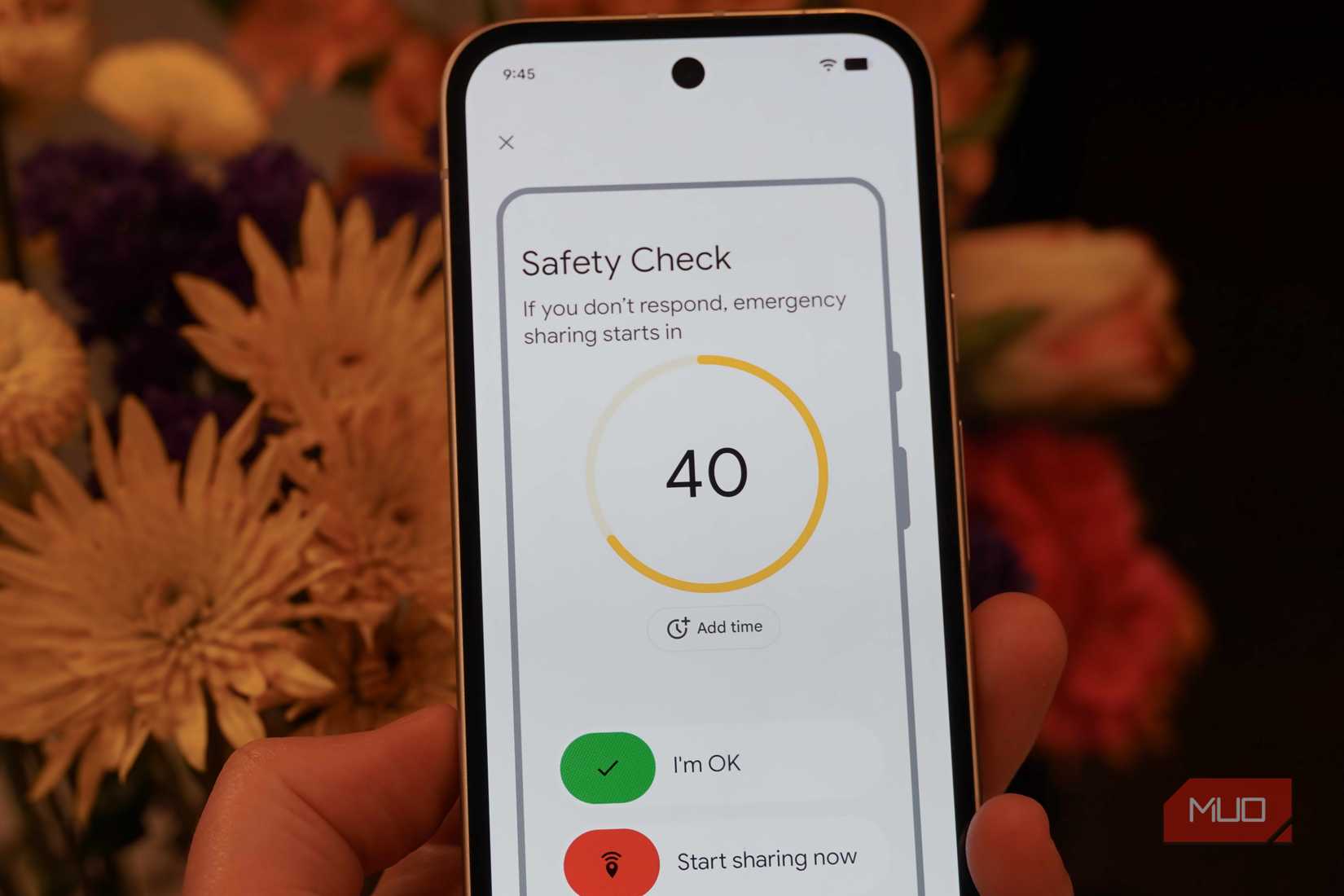 The Safety Check feature on a Pixel phone.