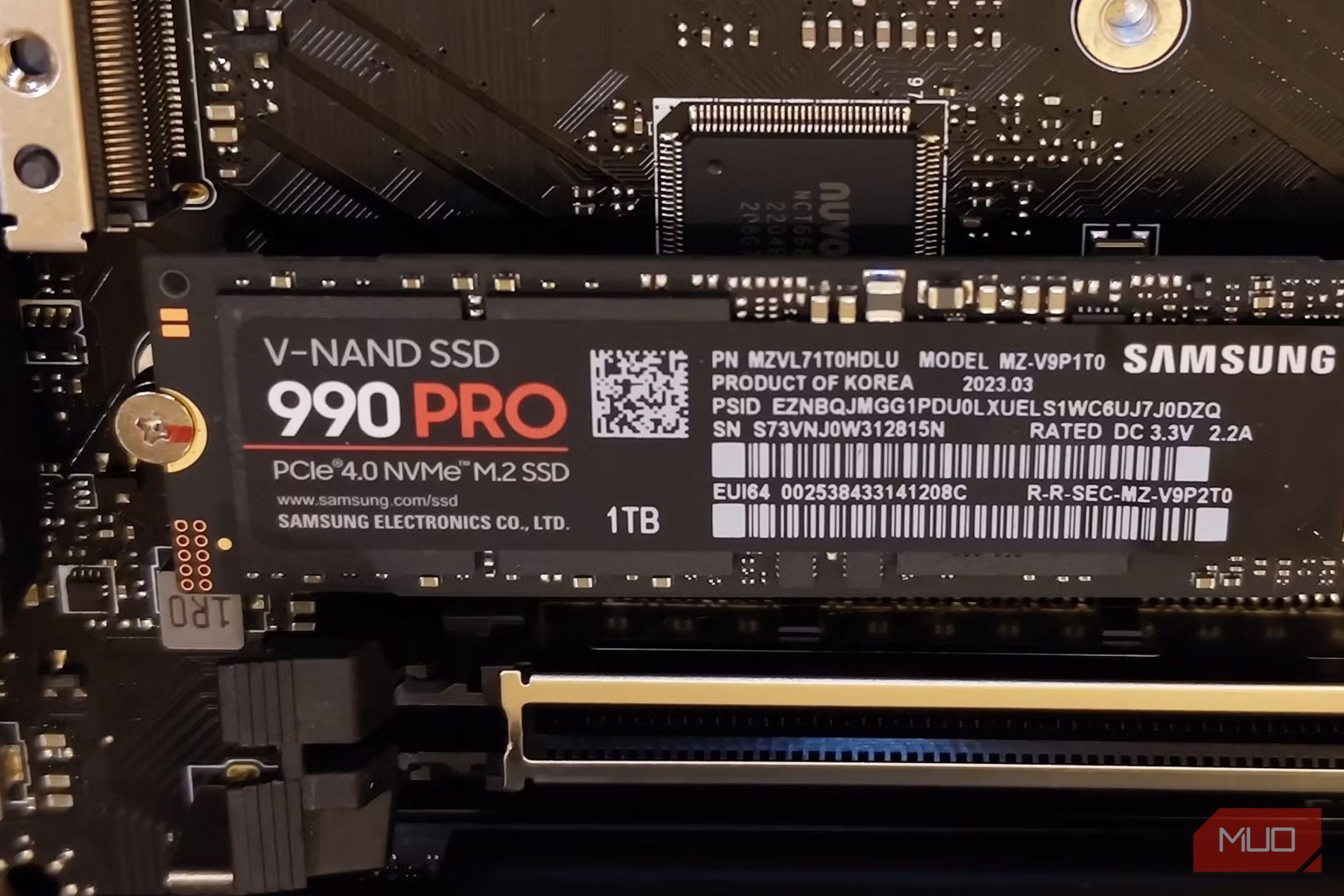 A Samsung 990 Pro NVMe SSD housed inside a PC