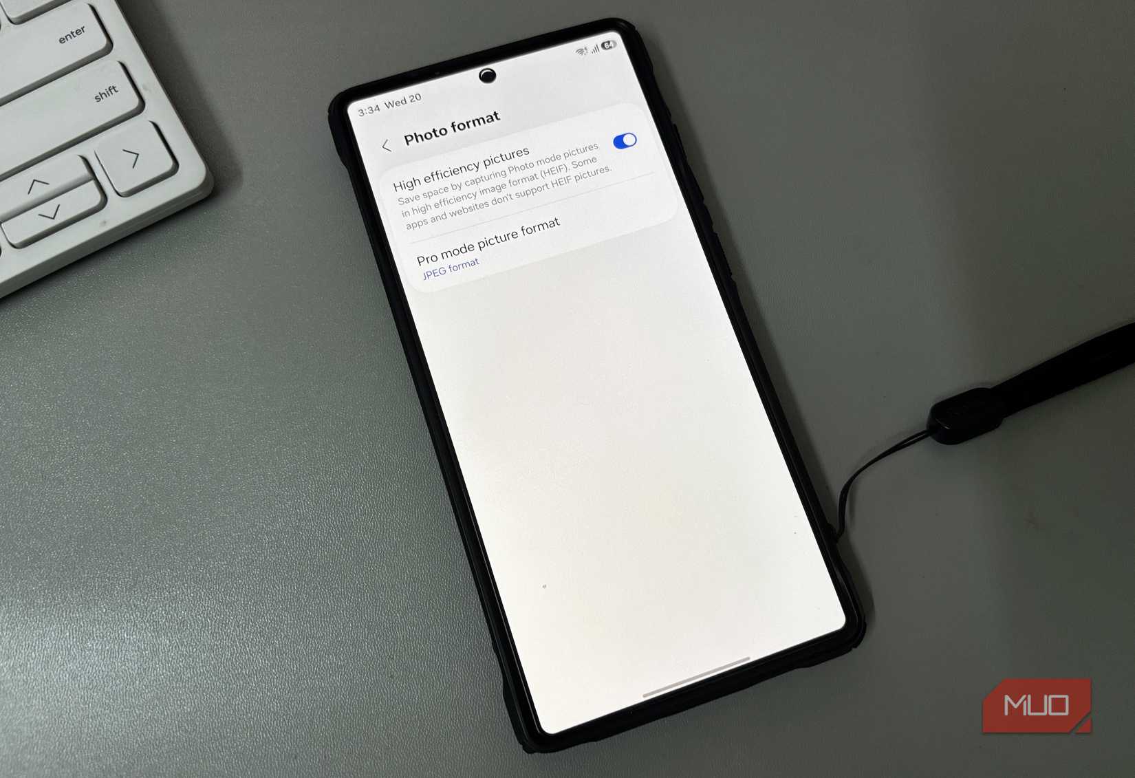 Samsung カメラの画像フォーマット設定メニュー