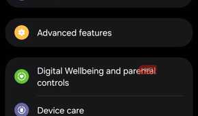 Samsung Settings menu with Device Care