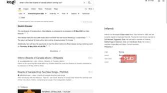 Search results page on Kagi