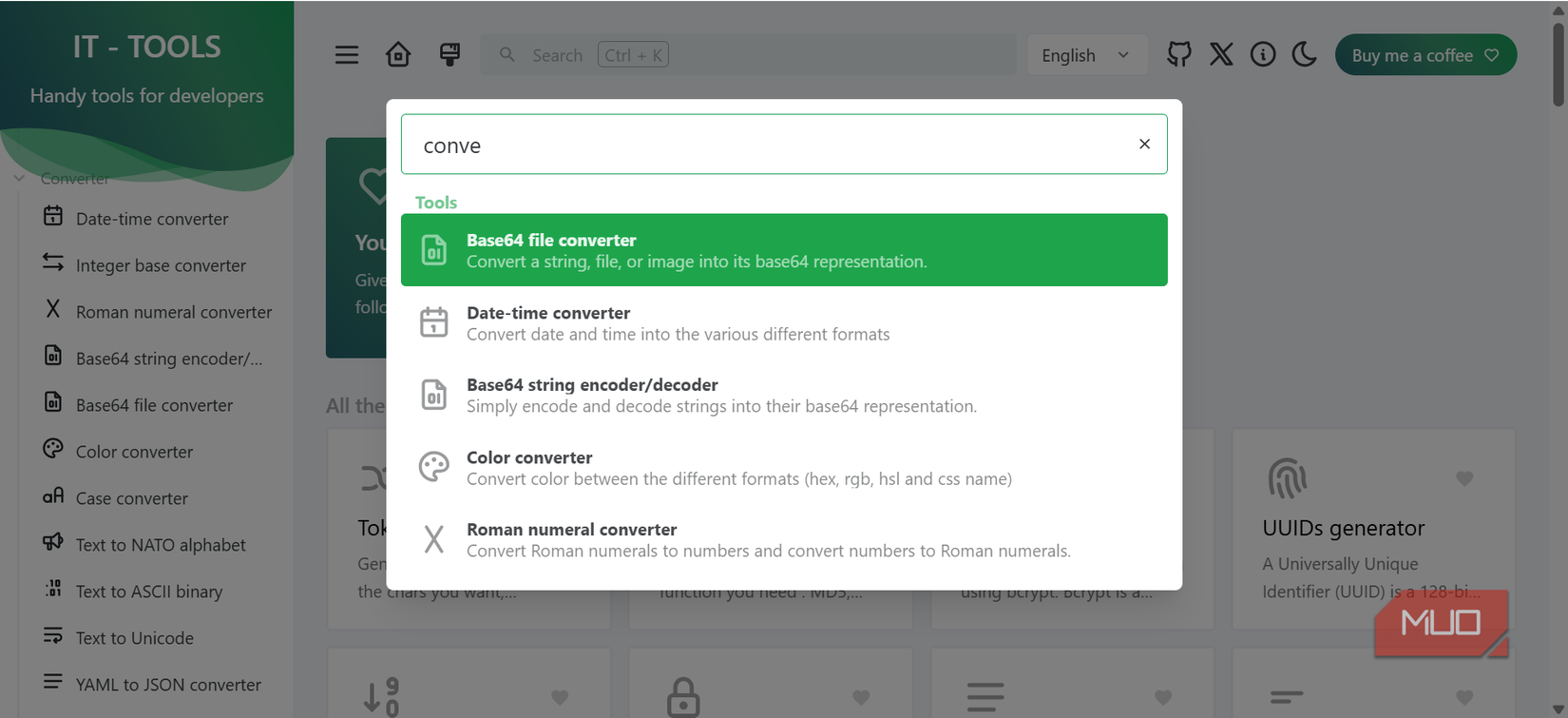 Searching encoders on IT Tools