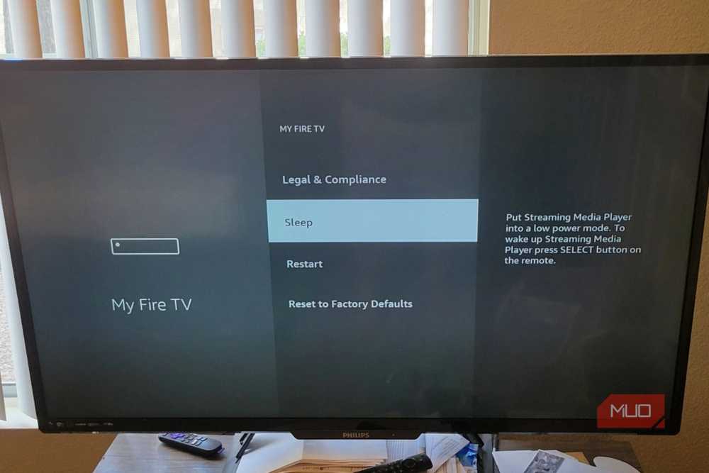 Sleep mode settings on Fire TV.