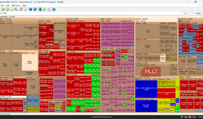 SpaceSniffer displaying a densely populated, color-coded disk usage map.