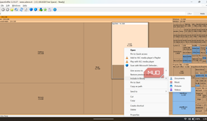 SpaceSniffer showing a standard Windows right-click context menu opened over a selected folder block.