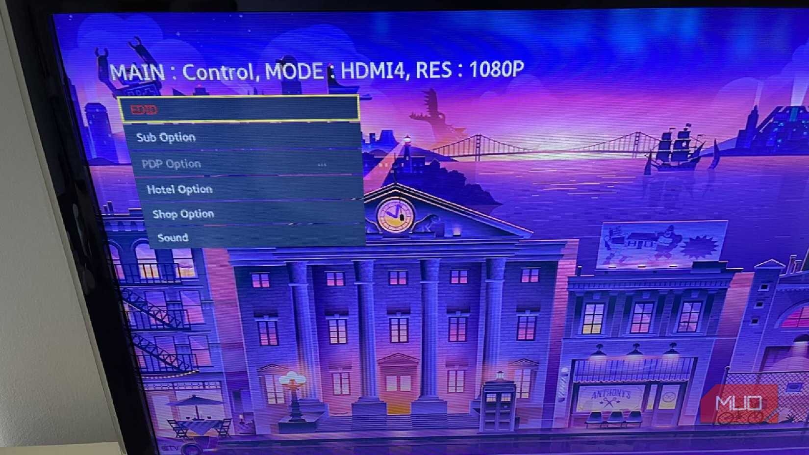 The EDID menu control mode Samsung TV settings menu
