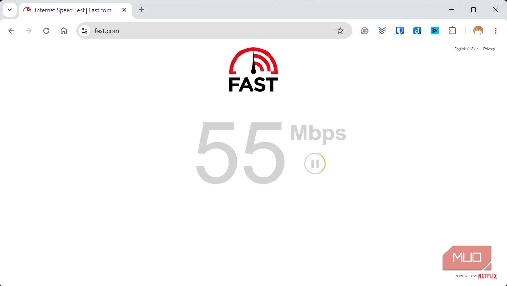 Starting fast dot com sped test