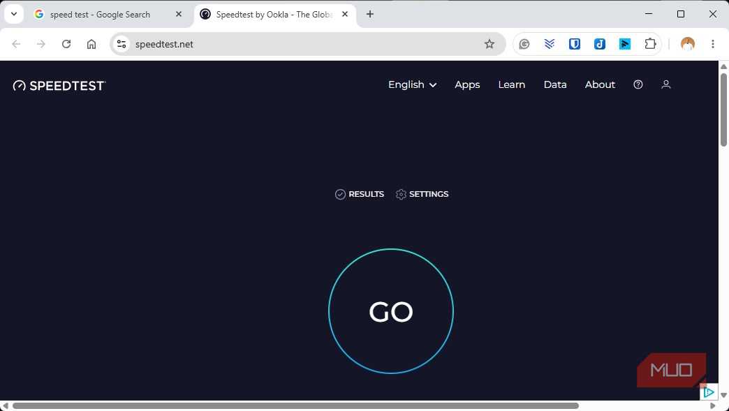 Starting Ookla speed test