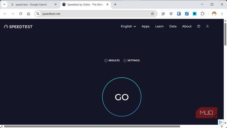 Starting Ookla speed test